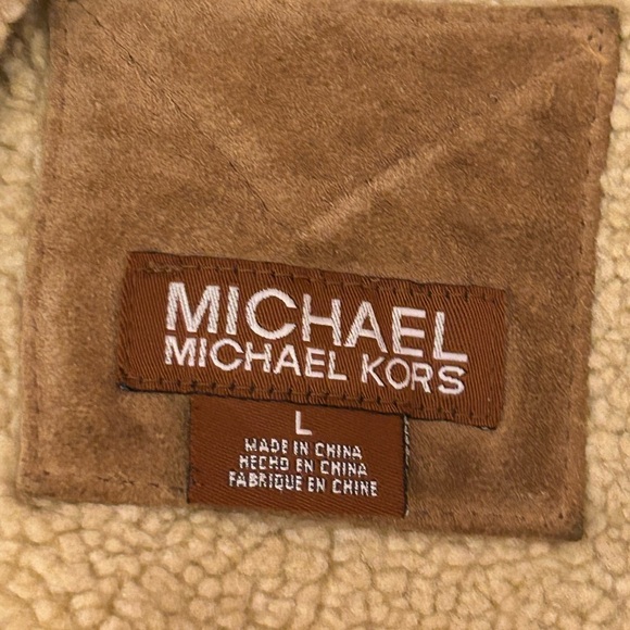 Micheal Kors Leather Coat Womens size large Tan color - Picture 8 of 16